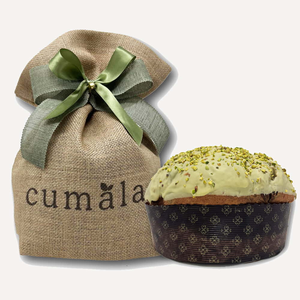 Cumala Panettone Artigianale con Marzapane e Cremini di puro Pistacchio di Bronte 1 kg